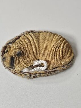 Vintage Sandicast Lil' Snoozers Shar Pei Dog Figurine Tan Sandra Brue 1987